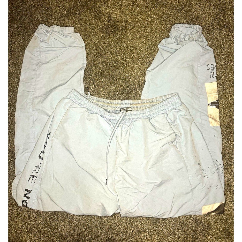 Broken Promises Jogger Pants Mens Large Blue Graphic Streetwear Drawstring